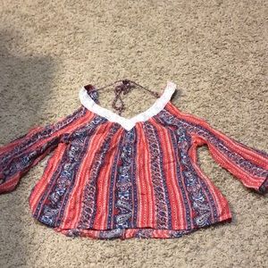 American Eagle elbow sleeve top multi print
